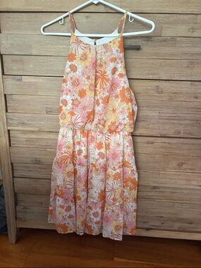 Lush Floral Sundress in Orange, Pink, Yellow